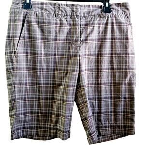 BCBGMAXAZRIA Brown Plaid Bermuda Shorts Size 6